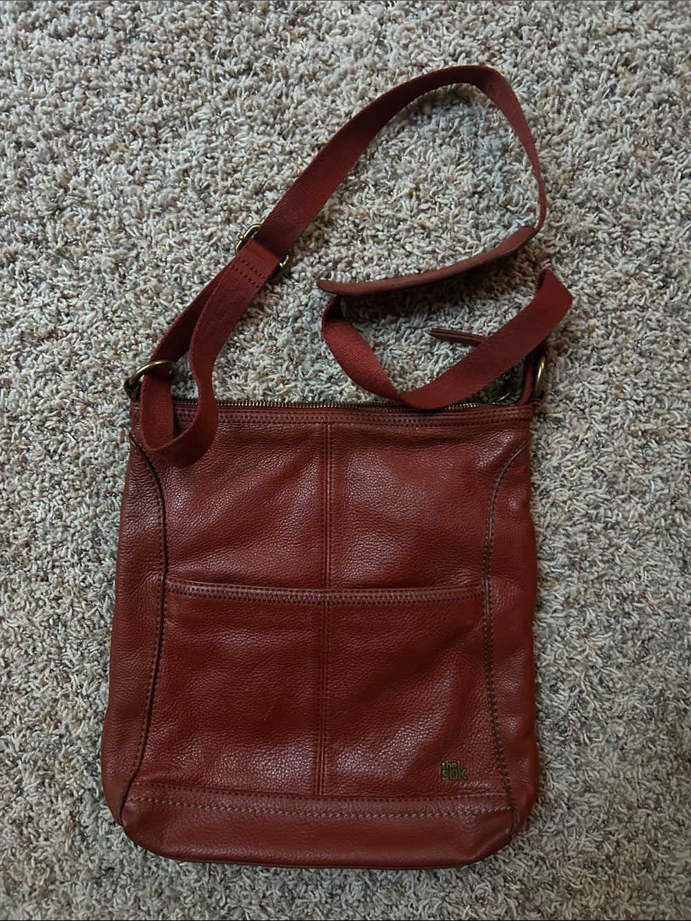 The Sak Orange Leather Crossbody Bag